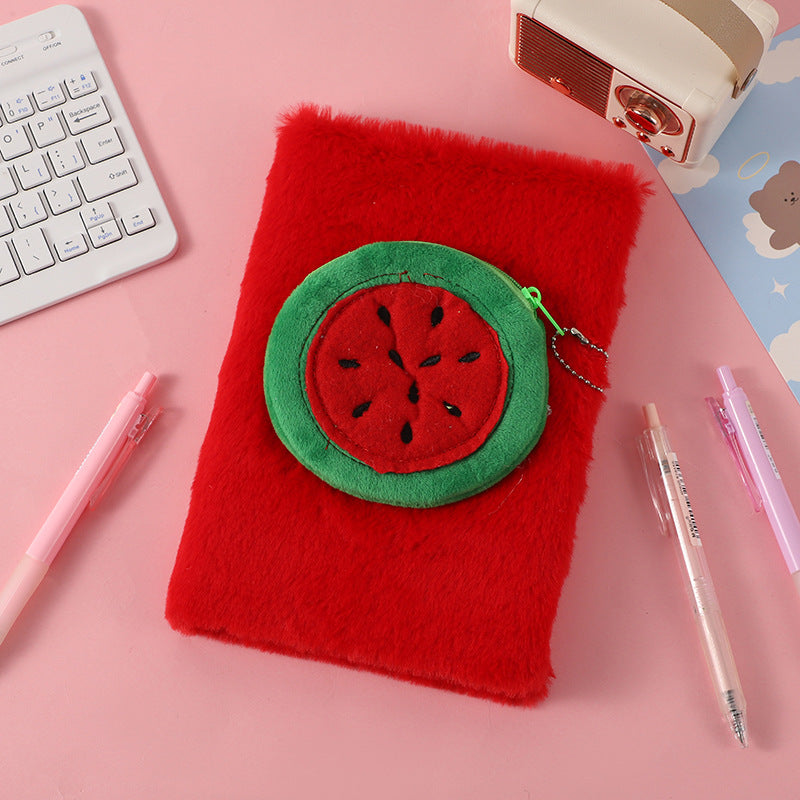 Wholesale New creative fruit notebook cute cartoon plush notebook children' s handmade